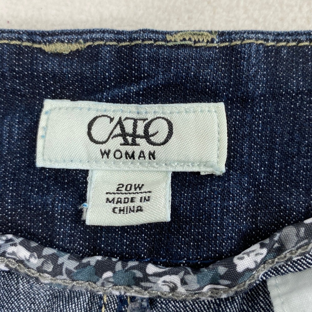 Cato Jean Skirt Women 20W Dark Wash Denim A-Line Stretch Modest Knee Length - Picture 3 of 10